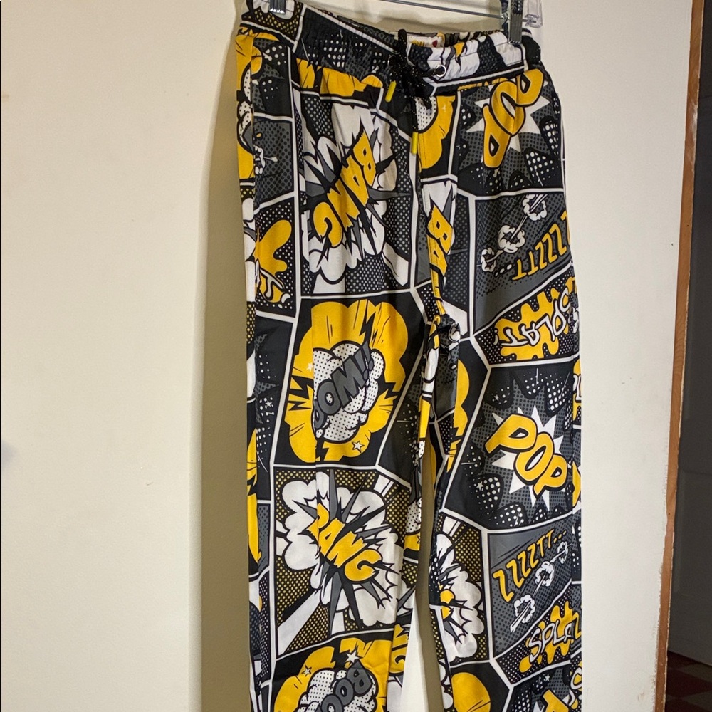 Men's Comic Print Joggers - Yellow and Black